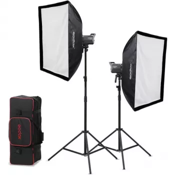 Godox Litemons LA200D K2 2-ljus dagsljus LED-monolight-set med softboxar, stativ och bärväska