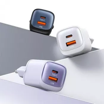 USAMS CC254 30W GaN USB-C/USB-A snabbladdare HC Series svart