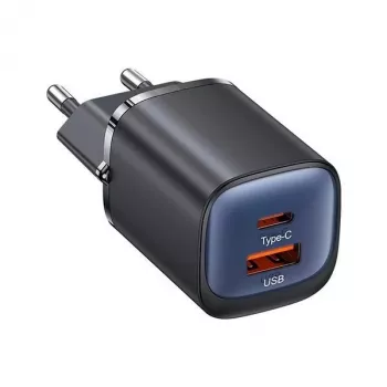 USAMS CC254 30W GaN USB-C/USB-A snabbladdare HC Series svart