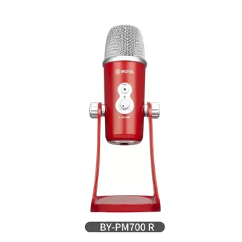 BOYA BY-PM700R USB Condenser Microphone with Cardioid, Omnidirectional, Bidirectional, and Stereo Polar Patterns, 3.5mm Headphone Output, Gain Control, Mute Button, and Integrated Desktop Stand