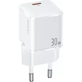 USAMS T45 Mini 30W USB-C PD3.0 väggladdare vit CC148TC02 (US-CC148)