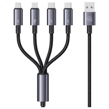 USAMS 4-i-1 multi-laddkabel 2x USB-C / Lightning / Micro USB 15W 1,2 m svart
