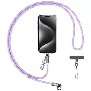 USAMS SJ746 30W USB-C till Lightning-kabel med telefonlanyard, 1,2 m, lila