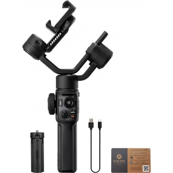 Zhiyun Smooth 5S AI smartphone-gimbal med magnetiskt fyllningsljus, 3-axlig stabilisator, 300 g nyttolast, svart