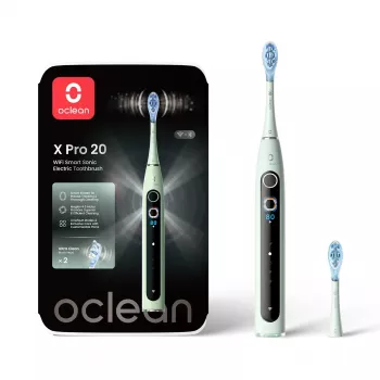 Oclean X Pro 20 smart sonisk elektrisk tandborste, mintgrön, Bluetooth, 42 000 VPM, med 1 borsthuvud