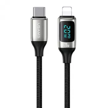 USAMS U78 flätad USB-C till Lightning-kabel med LED-indikator 1,2 m 20W PD snabbladdning vit SJ545USB02