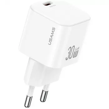 USAMS JO Series CC262 30W GaN USB-C-nätaggregat med 1 m USB-C-kabel – vit