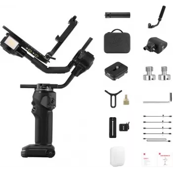 ZHIYUN CRANE 4 COMBO 3-axlig kameragimbalstabilisator med 6 kg nyttolast, 12 h batteri, pekskärm och fyllnadsljus, svart