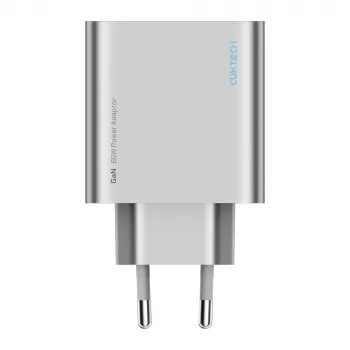 Cuktech 65W GaN-väggladdare med 2x USB-C och 1x USB-A – grå