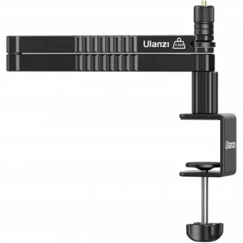 ULANZI LS26 mikrofonstativ med svängarm och bordsfäste, 750 mm räckvidd, aluminiumlegering, svart