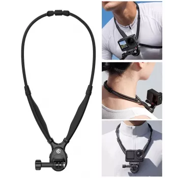 ULANZI ZJ09 magnetiskt nackfäste för actionkameror - 360° svängbart, handsfree POV, flexibelt silikonband, kompatibel med GoPro/DJI/Insta360