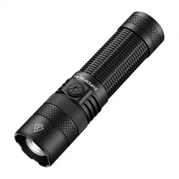 SUPERFIRE F1-S 1500 lumen uppladdningsbar LED-ficklampa med teleskopzoom, 5 lägen, IP44, svart