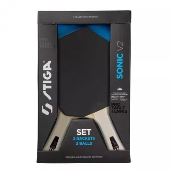 STIGA Sonic V2 hobby bordtennisset – 2 racketar, 3 bollar, nät & stolpar