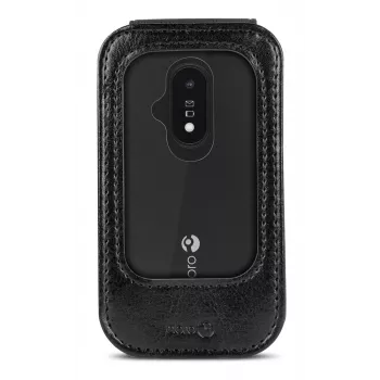 Doro Case L20/L30/2800/2820/2880/E20/E22/E30 – svart PU-läderfodral med kortfack och ställ