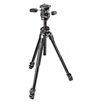 Manfrotto 290 Dual aluminiumstativ med 3-vägs huvud, 3-faldigt utdragbart MK290DUA3-3W