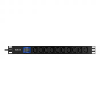 DELTACO Bluewalker PDU Powerwalker LC-16A 10xIEC C13 1U rackmonterad bas-PDU, 16A, 2 m kabel