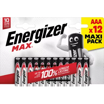 Energizer MAX AAA alkaliska batterier, 1,5 V, 12-pack