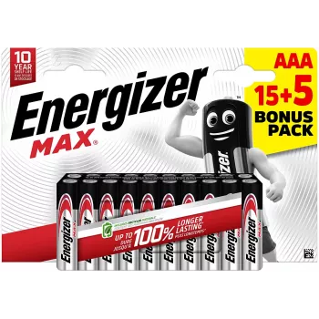 Energizer Max Micro AAA alkaliska batterier 1,5 V 20-pack (E303349400)