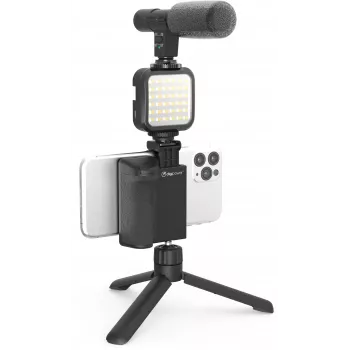 DigiPower DPS-VLG4 vloggningshandtags-set med LED-ljus och mikrofon