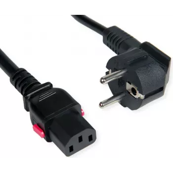 ROLINE nätkabel CEE 7/7 till IEC C13 rak låsbar 0,8 m svart
