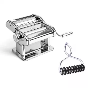 Marcato Atlas+ Chrome pastamaskin med Pastabike Multi-Cutter
