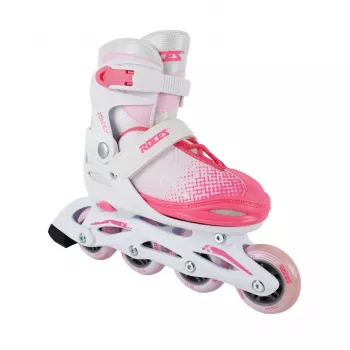 Roces Jokey X Girl Adjustable Inline Skates, Size 26-29, White/Pink