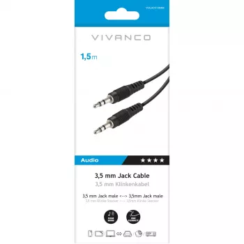 Vivanco ljudkabel 3,5 mm till 3,5 mm 1,5 m (VVAJACK15MMK)