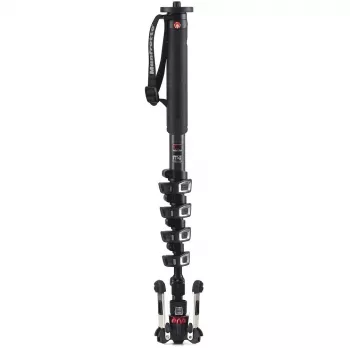 Manfrotto XPRO Monopod+ MVMXPROC5 kolfiber 5-sektioners videoenbenstativ med FLUIDTECH-bas