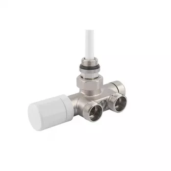 Giacomini V81112Q termostatisk radiatorventil underdel 1/2 inch x 3/4 inch Eurokonus vinkelform, förnicklad mässing