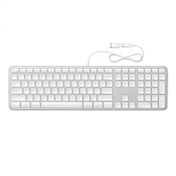 Satechi Slim LX3 sladdanslutet tangentbord med bakgrundsbelysning och numeriskt tangentbord, USB-C/USB-A, Mac/Windows-lägesväxlare, silver