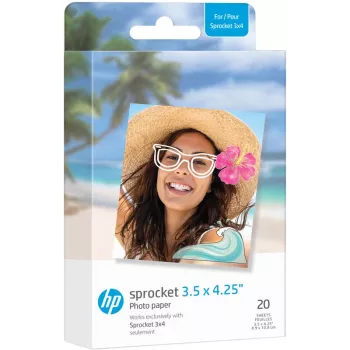 HP ZINK fotopapper 3,5 x 4,25 tum glansigt, självhäftande, 20 ark för HP Sprocket