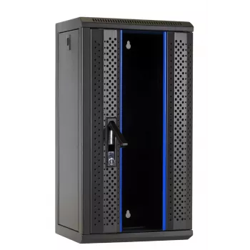 DSIT DS10-3312 12U 10 inch väggmonterat serverchassi med glasdörr, 312x310x618 mm, svart