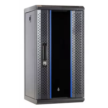 DSIT DS10-3312 12U 10 inch väggmonterat serverchassi med glasdörr, 312x310x618 mm, svart