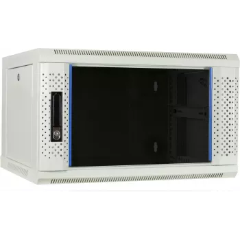 DSIT DS6406W 6U väggmonterat serverskåp med glasdörr, vit, 600 x 450 x 367 mm