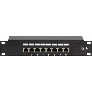 DSIT DS-10Patch5-8FTP 10 inch 8-portars FTP CAT 5e patchpanel, 1U rackmontering, skärmad RJ45, LSA+ IDC, svart