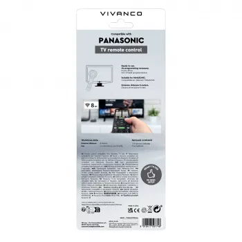 Vivanco VVREMOTEPANA universell fjärrkontroll för Panasonic-TV – förprogrammerad, IR, svart
