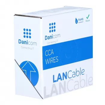 DSIT CAT6 U/UTP 50 m kabel på rulle, grå CCA, 250 MHz, Gigabit Ethernet, inomhus, PVC-mantel, AWG24, 4 par