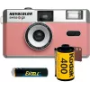 Swiss+Go Novocolor 35mm analogkamera-paket med blixt, rosa (SWI401611)