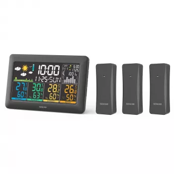 Sencor SWS 6300 väderstation med färg-LCD och 3 trådlösa sensorer, svart