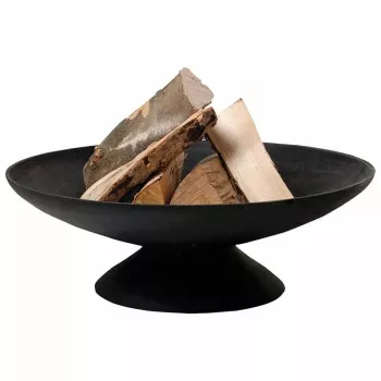 Fire Bowl L eldstad i gjutjärn för utomhusbruk, 60 cm rund, för ved och träkol, svart