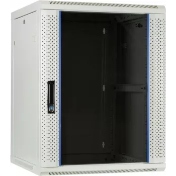 DSIT 15U väggmonterat serverrackskåp med glasdörr, vit, 600x600x770 mm