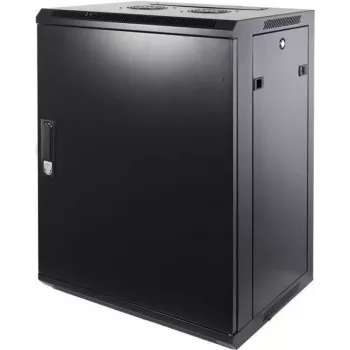 DSIT DS6415M 15U väggmonterat serverrackskåp med metalldörr, 600x450x770 mm, svart