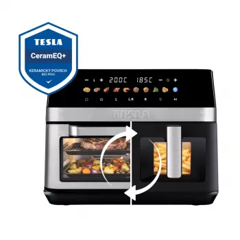 TESLA AirCook DualZone Q787 XXL Deluxe 9L varmluftsfritös med dubbla korgar svart