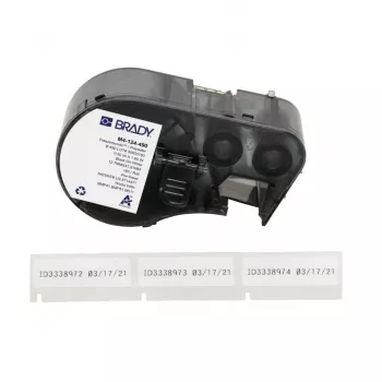 BRADY M4-124-490 B-488 ultra-aggressiv polyesteretikett rulle för BMP41/BMP51/BMP53/M511, vit, 38,1 mm x 4,87 m