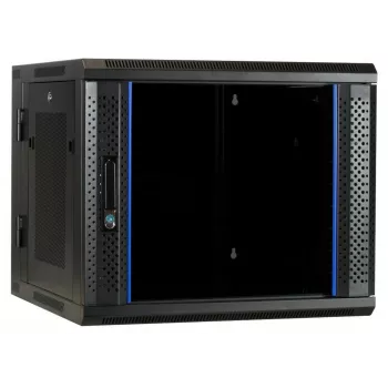 DSIT 6U väggskåp rack med härdat glasdörr, vändbar, 600x450 mm, svart