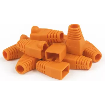 DSIT Danicom RJ45-hylsa orange, 10-pack – dragavlastning utan hakar för Ethernet-kabel