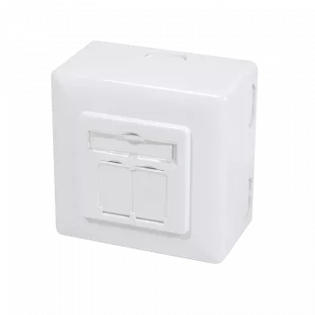 DSIT DC-Wall-Out-STP6A-W utanpåliggande Cat. 6a skärmat dubbelt RJ45-datauttag, vit