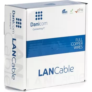 DSIT DANICOM CAT5e FTP nätverkskabel 100 m massiv ledare LSZH Dca blå