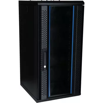 DSIT DS10-3415 15U 10-tums väggmonterat serverskåp med glasdörr, 370x450x752 mm, svart
