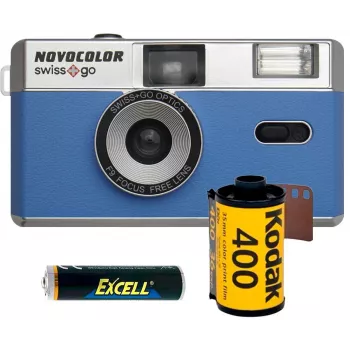 Novocolor Swiss+Go 35mm filmkamera, blå (SWI401610)